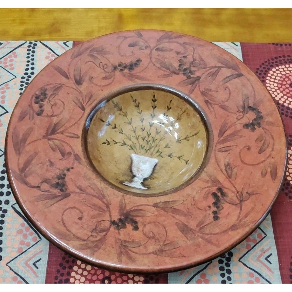 Vietri Platter 13" Round Decorative‎ Bowl MADE IN ITALY Tuscan Handpainted